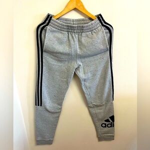 Adidas Gray and Black Sweatpants with Triple Stripe Detail